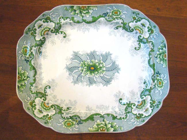 An exceptionally large and beautiful English transfer printed Stoneware serving platter made between 1830-1841.